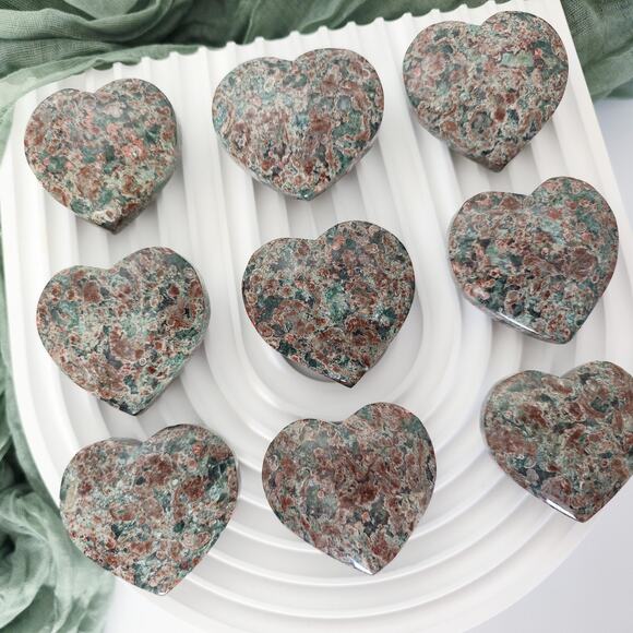 Sakura Jasper Heart Crystal Carving Healing Crystals - Picture 4 of 8